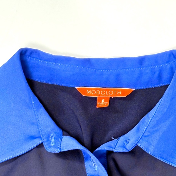 ModCloth Just My Typist Pleated Shirtdress Navy Pockets Size 6 Retail $99 💙👗✨ - Picture 11 of 16